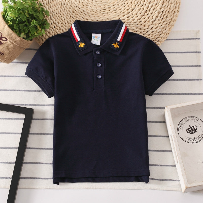 Polo enfant uni style coréen manches courtes