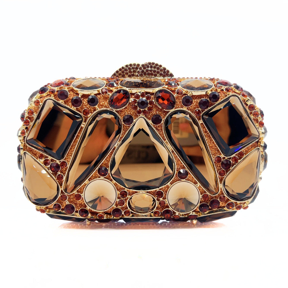 Pochette cristal diamant incrusté, chic pour femmes.