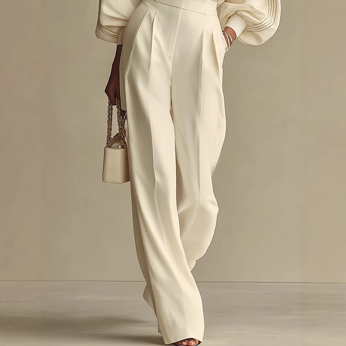 SET SWEAT COL ROND MANCHES LONGUES + PANTALON BLANC – CONFORT CASUAL ULTIME