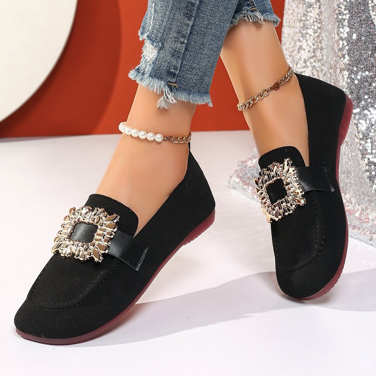Mocassins square toe unisexe cuir synthétique – noir/marron
