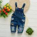 Salopette in denim unita per bambini e bambine.