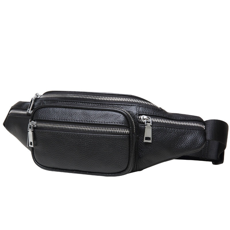 Sac bandoulière homme cuir pleine fleur noir – grande capacité mode urbaine