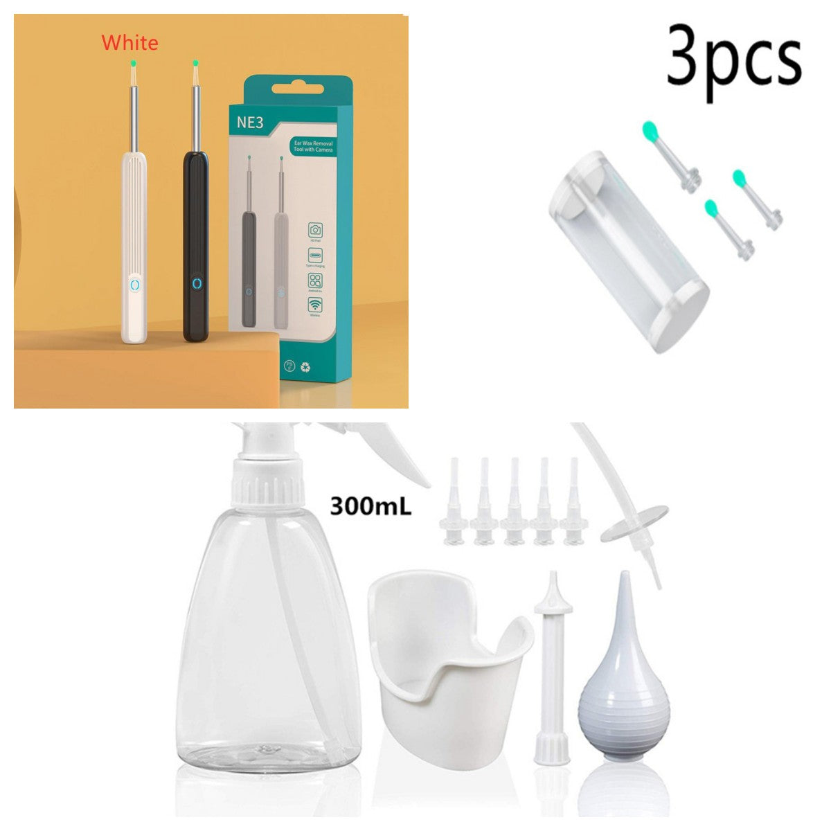 Nettoyeur d’oreilles NE3 avec caméra LED – otoscope sans fil iPhone Android