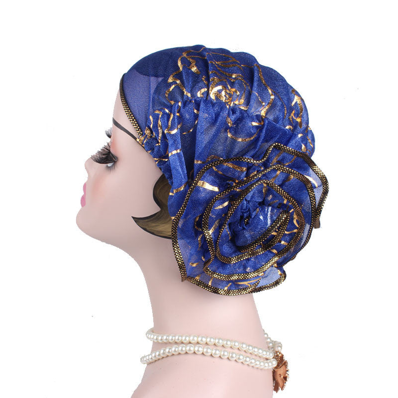 Bonnet sleeve cap noir or rose en laine – jacquard dôme hiver automne