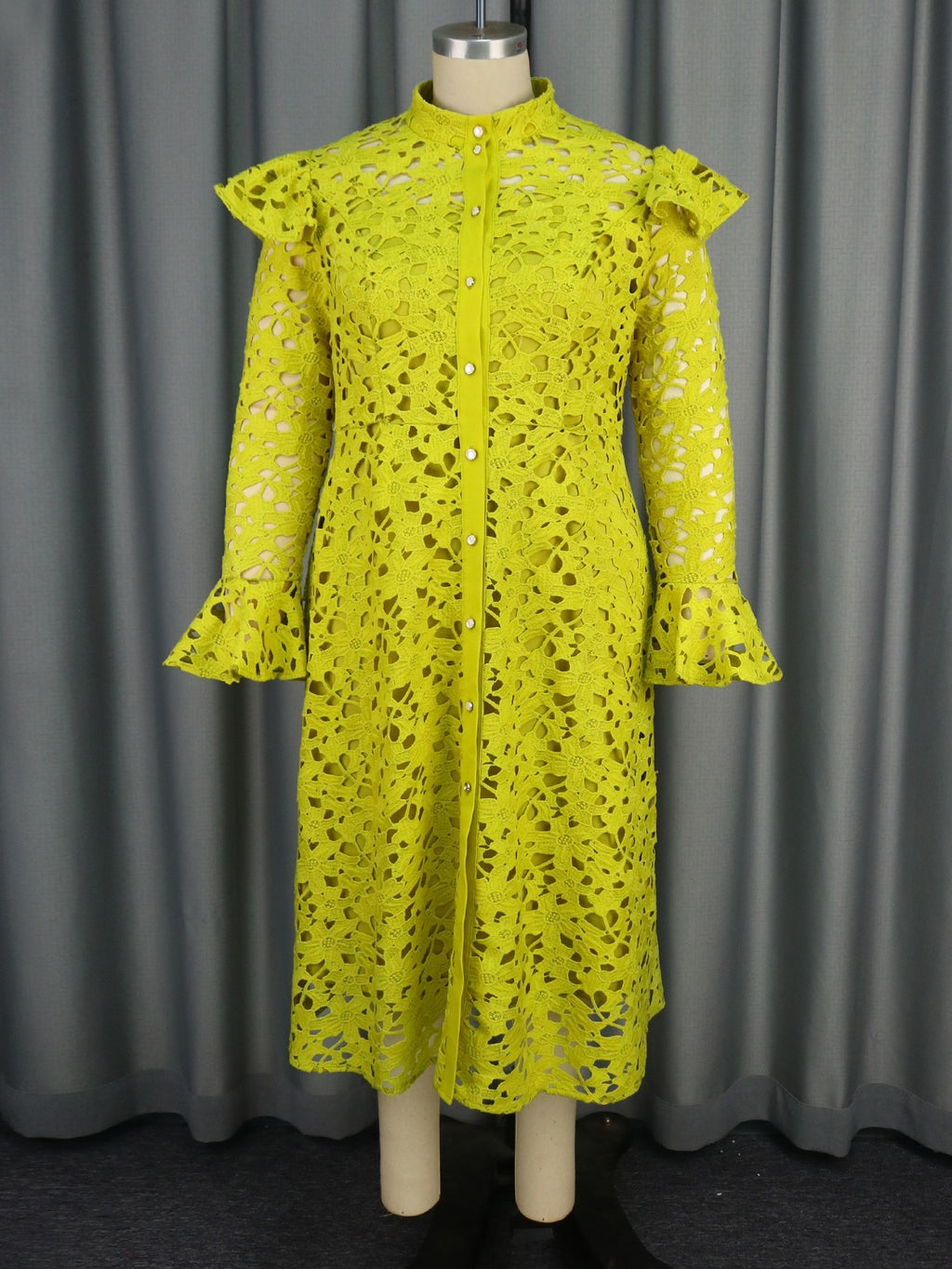Women's Half-High Collar Lace Cardigan Dress – Chic Layering