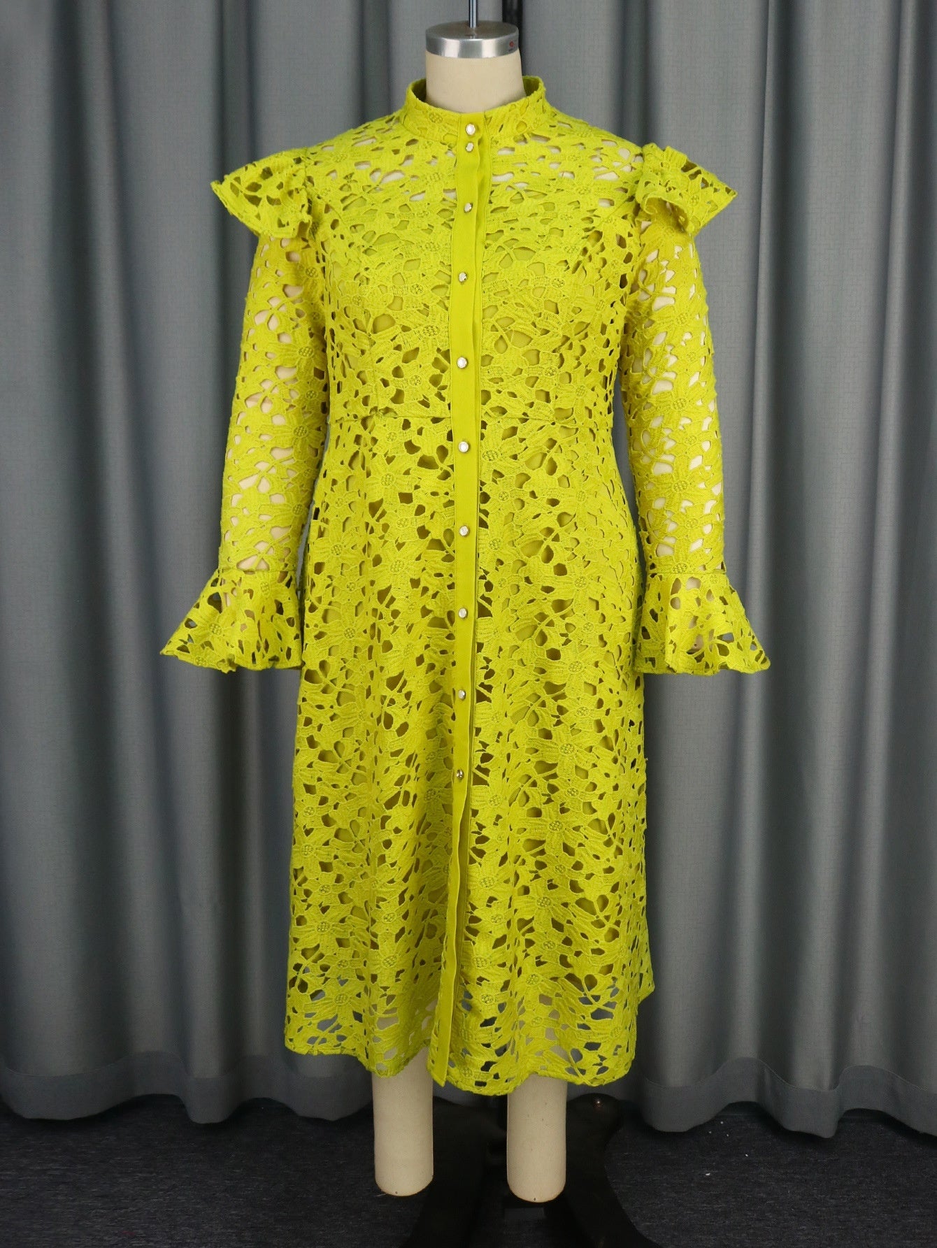 Women's Half-High Collar Lace Cardigan Dress – Chic Layering