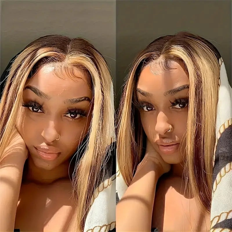 Perruque lace front mi-longue lisse – fibre haute température, effet naturel