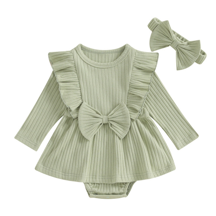 Robe bébé fille à manches longues rayée – coton doux, style basique