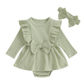 Robe bébé fille à manches longues rayée – coton doux, style basique