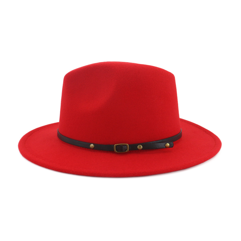 Chapeau fedora en laine automne-hiver – Fedora noir/rouge homme femme style église Panama