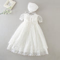 Robe baptême bébé fille longue satin blanc – 0-24 mois Carvose Chic