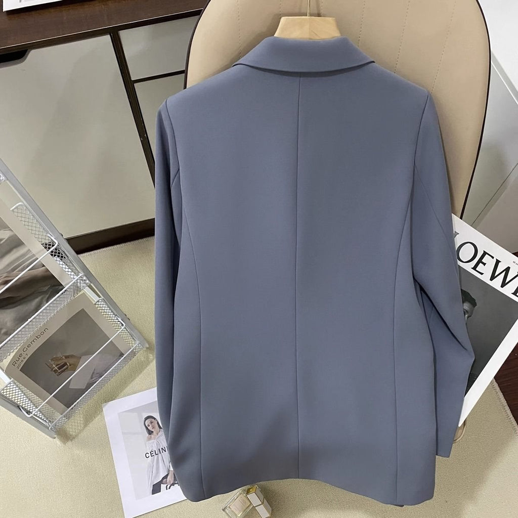 Blazer texturé gris-bleu femme, style designer streetwear viral.