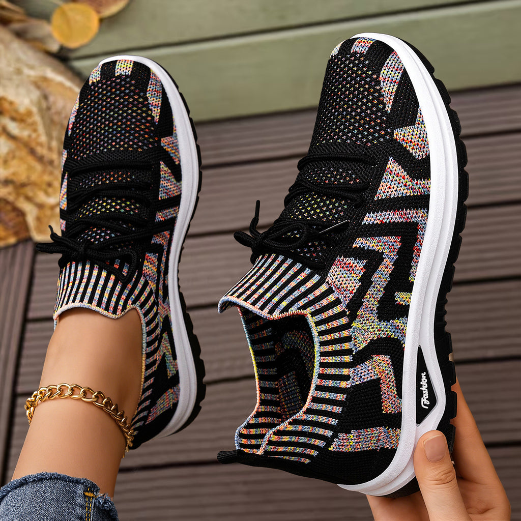 Baskets femme color-block Flyknit respirantes lacets – sport casual