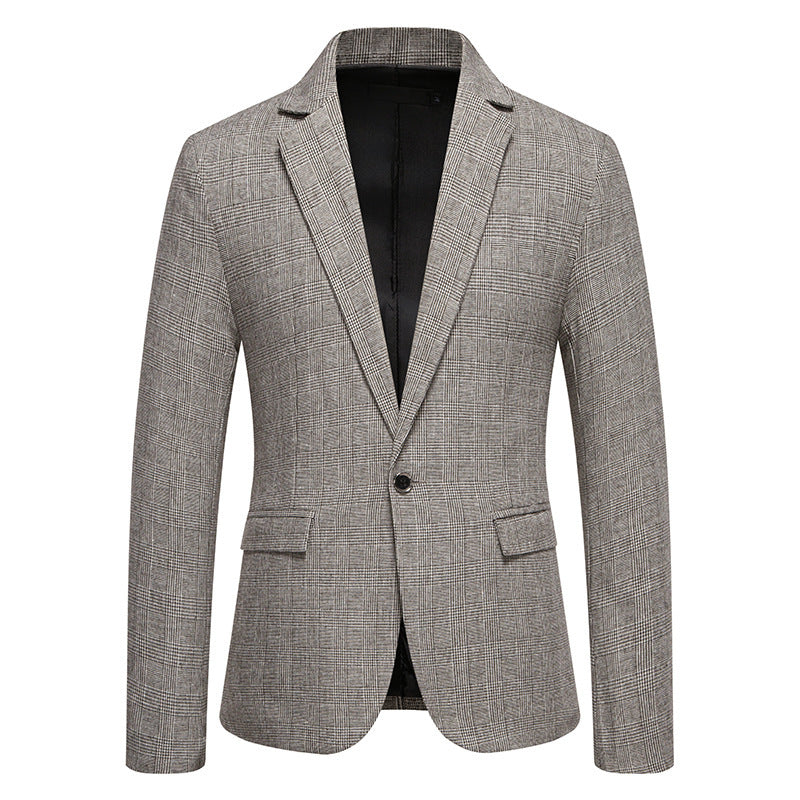 Veste de costume homme en tweed kaki – coupe ample, style casual chic