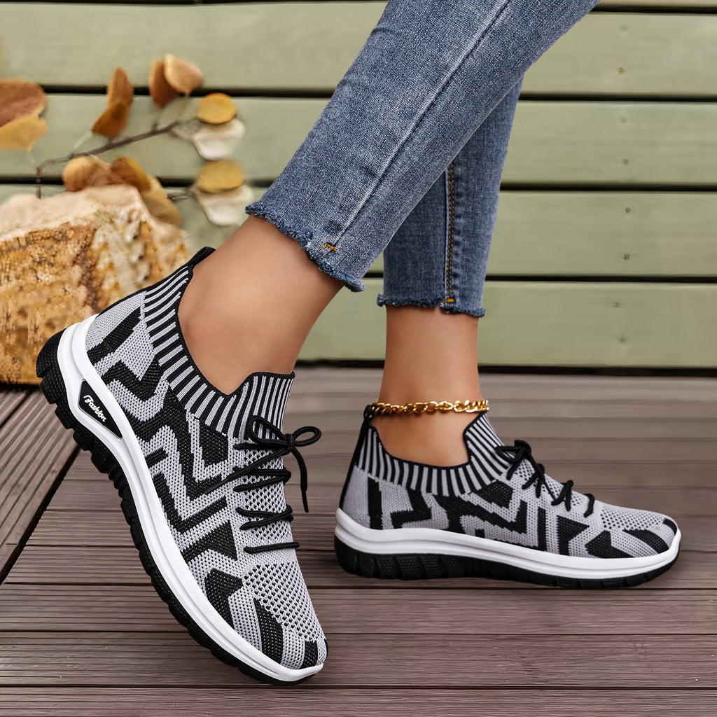 Baskets femme color-block Flyknit respirantes lacets – sport casual