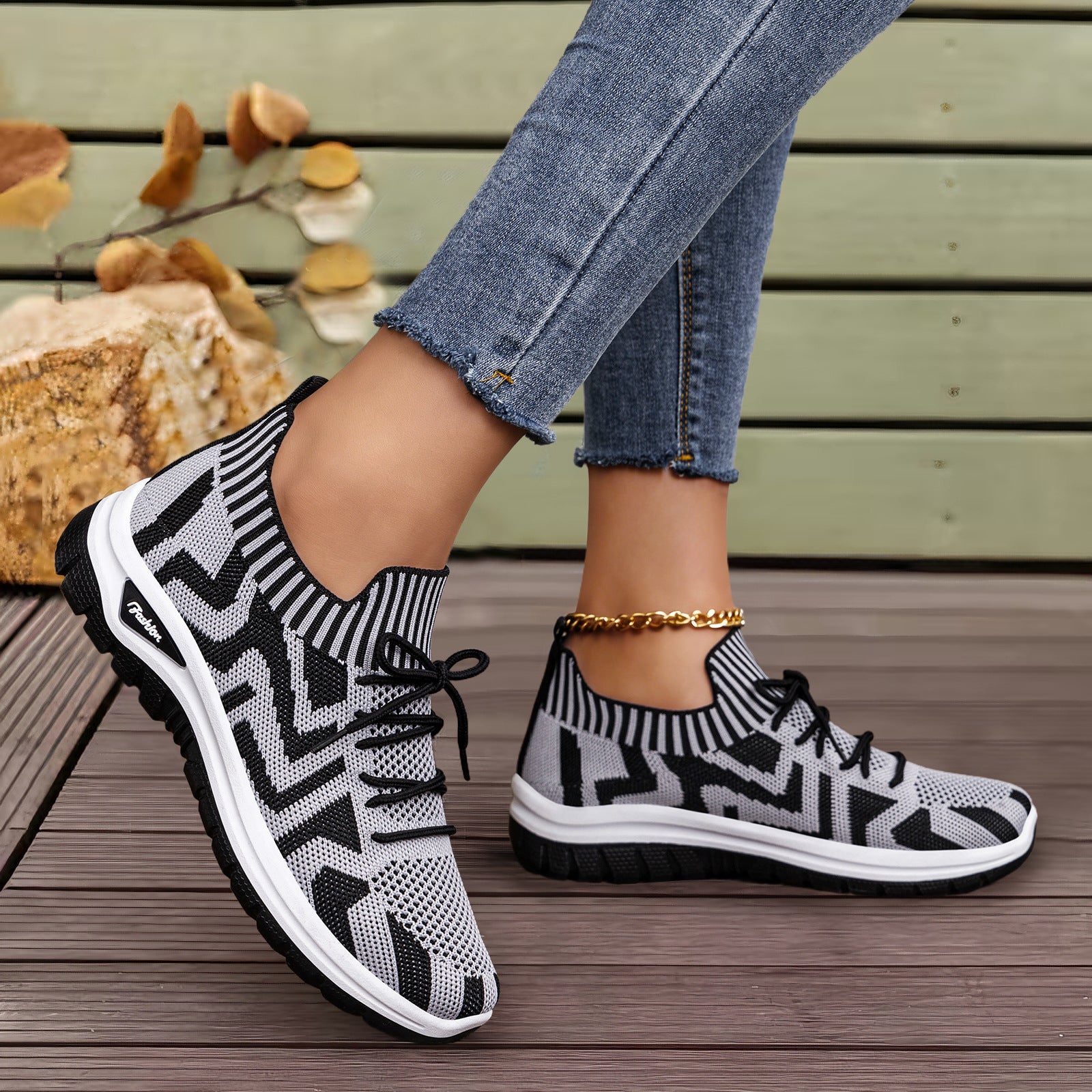 Baskets femme color-block Flyknit respirantes lacets – sport casual