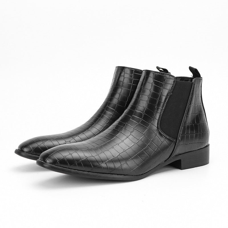 Bottes cheville homme style britannique décontracté – slip-on noir/marron/bordeaux
