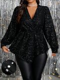 Haut Paillettes Manches Longues