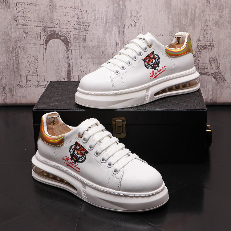 Chaussures sneakers plateforme, coussin d'air, casual chic masculin.