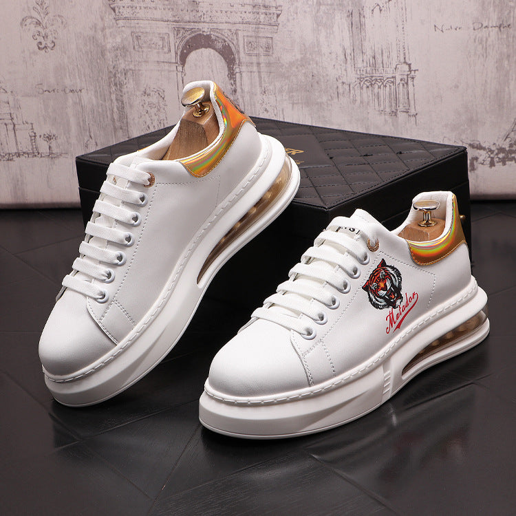 Chaussures sneakers plateforme, coussin d'air, casual chic masculin.