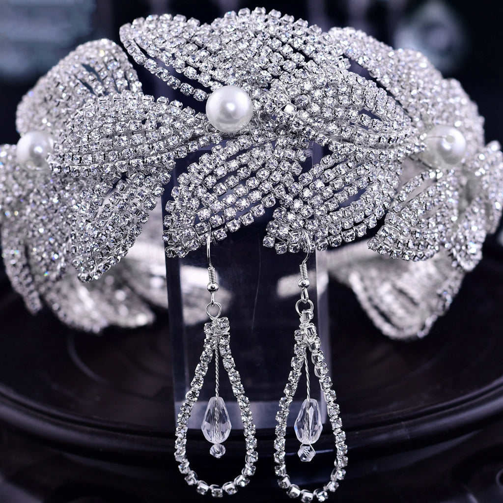SERRE-TÊTE MARIÉE FAIT MAIN FEUILLES STRASS – ACCESSOIRE MARIAGE ÉLÉGANT