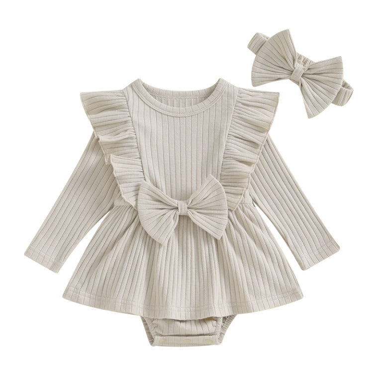 Robe bébé fille à manches longues rayée – coton doux, style basique