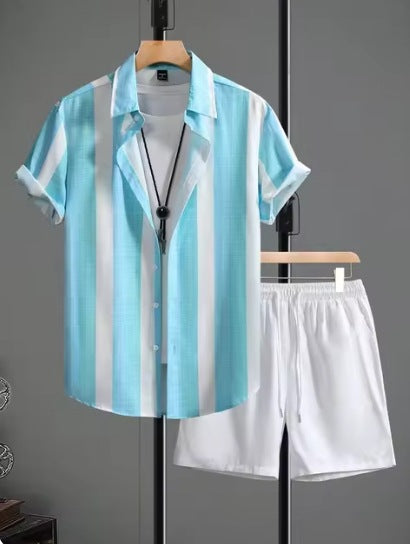 Ensemble chemise manches courtes + short coton casual – 7 coloris été chic