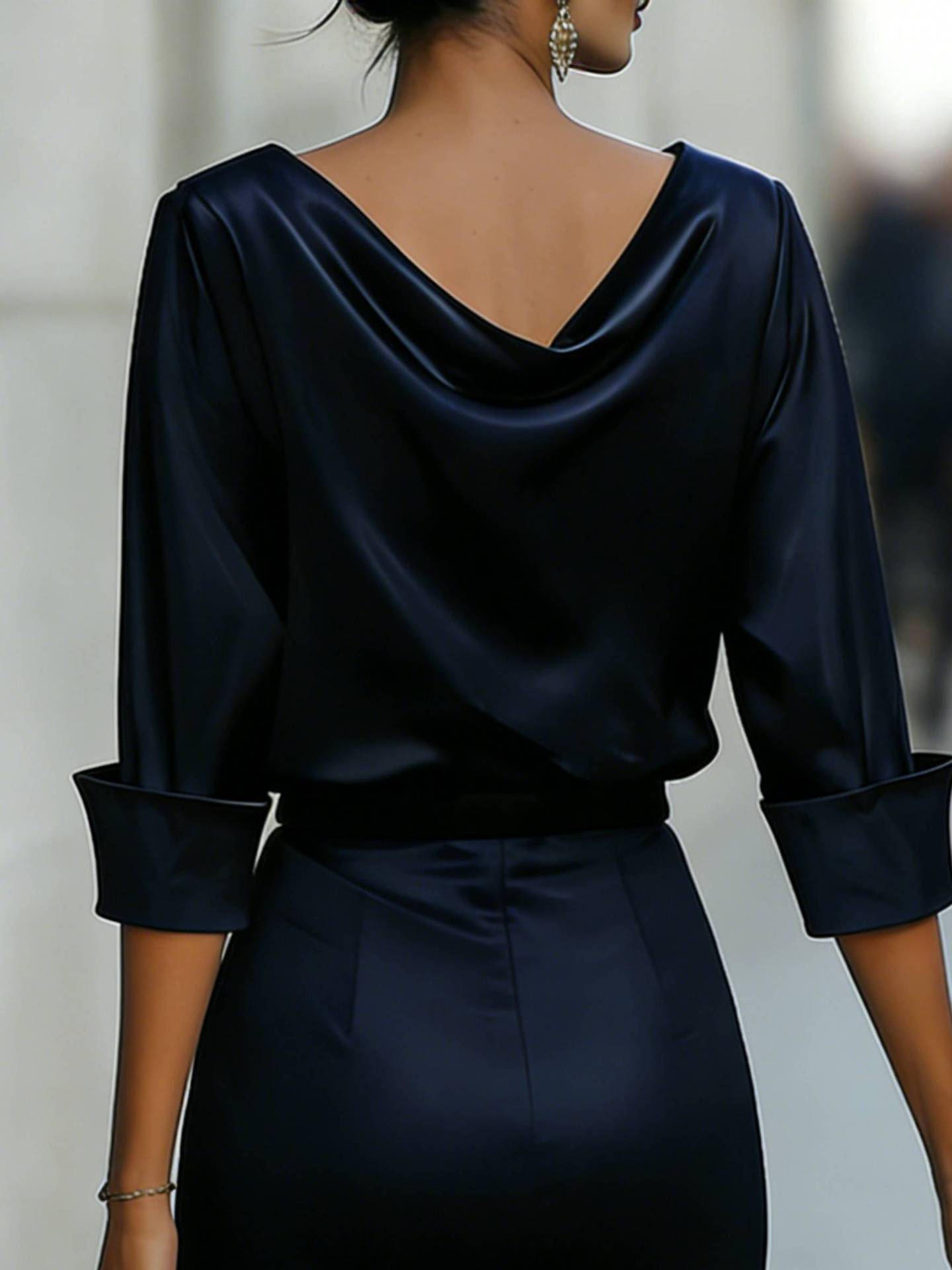 Robe chemise col revers swing, manches longues fluide femme