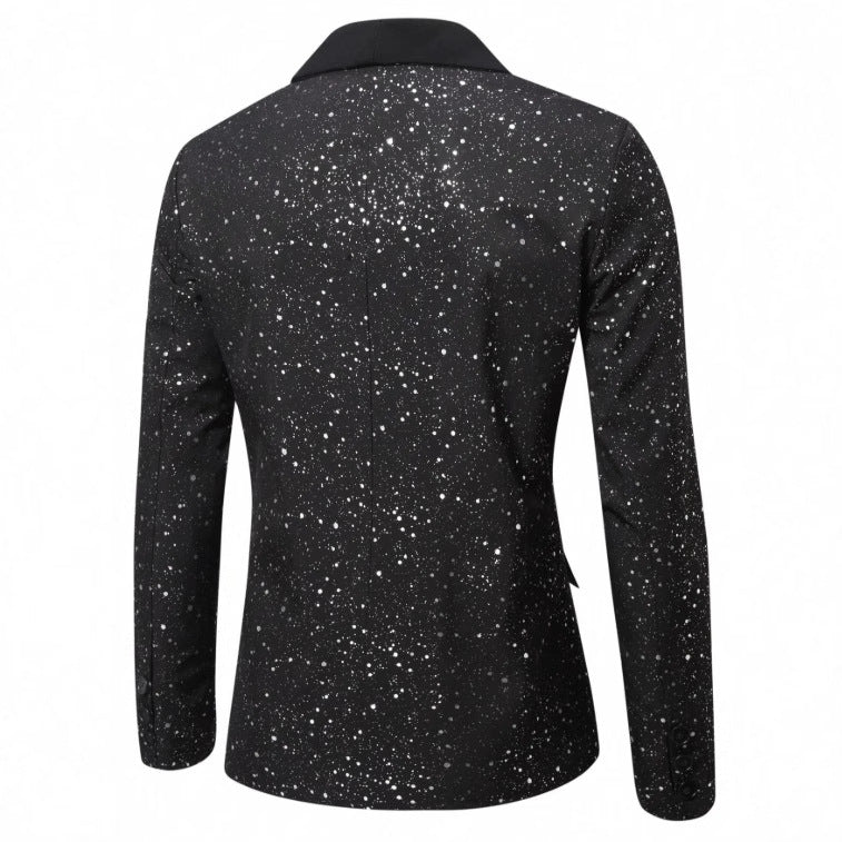 Blazer brillant mariage banquet homme noir – tenue soirée formelle