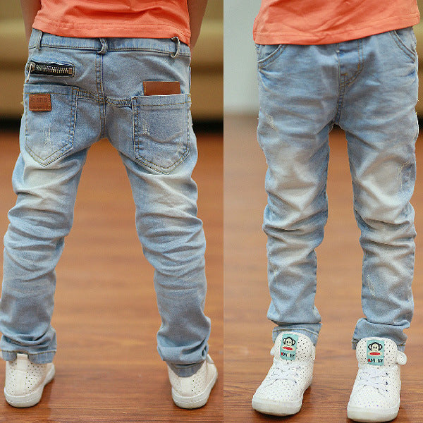Pantalon garçon harem en denim rayé – style casual printemps et automne