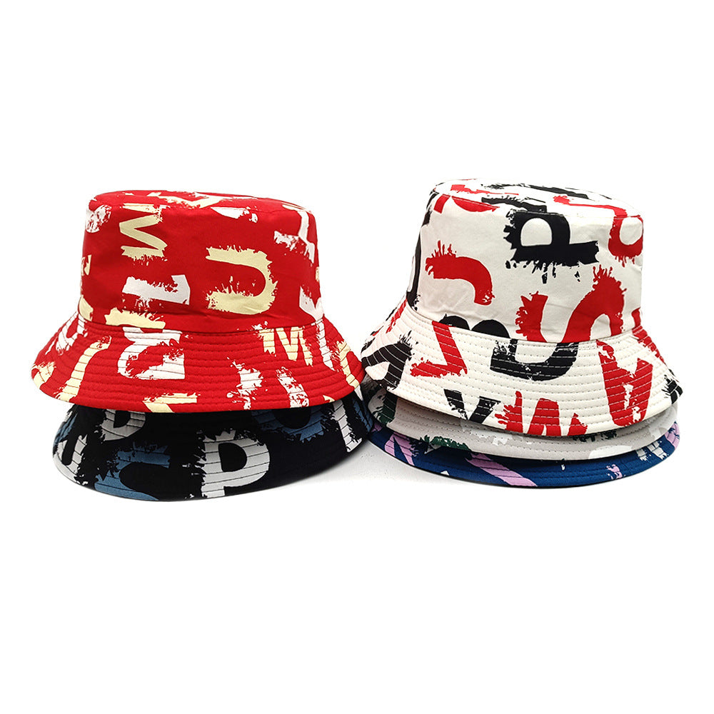 Chapeau bassine double-face anti-UV couple rétro – polyester 5 couleurs