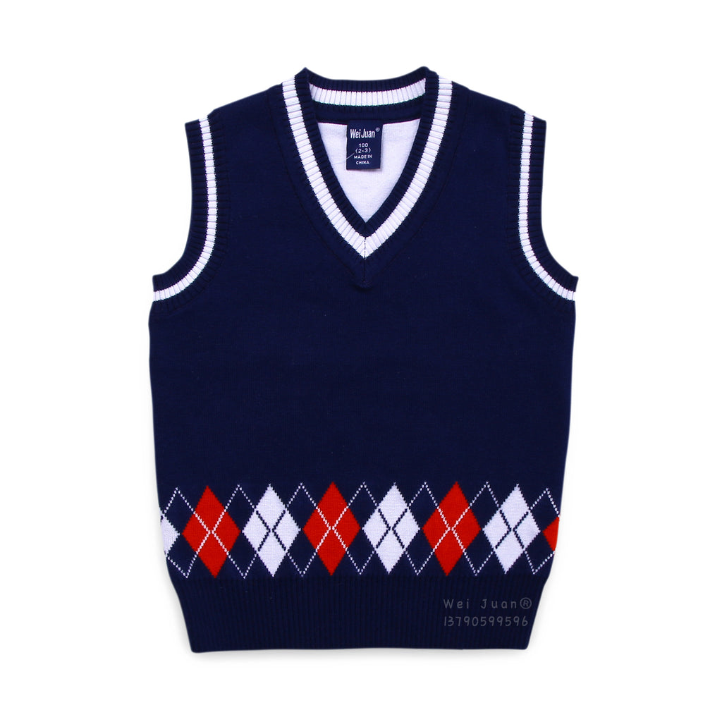 Gilet uniforme scolaire coton 100% losanges carreaux