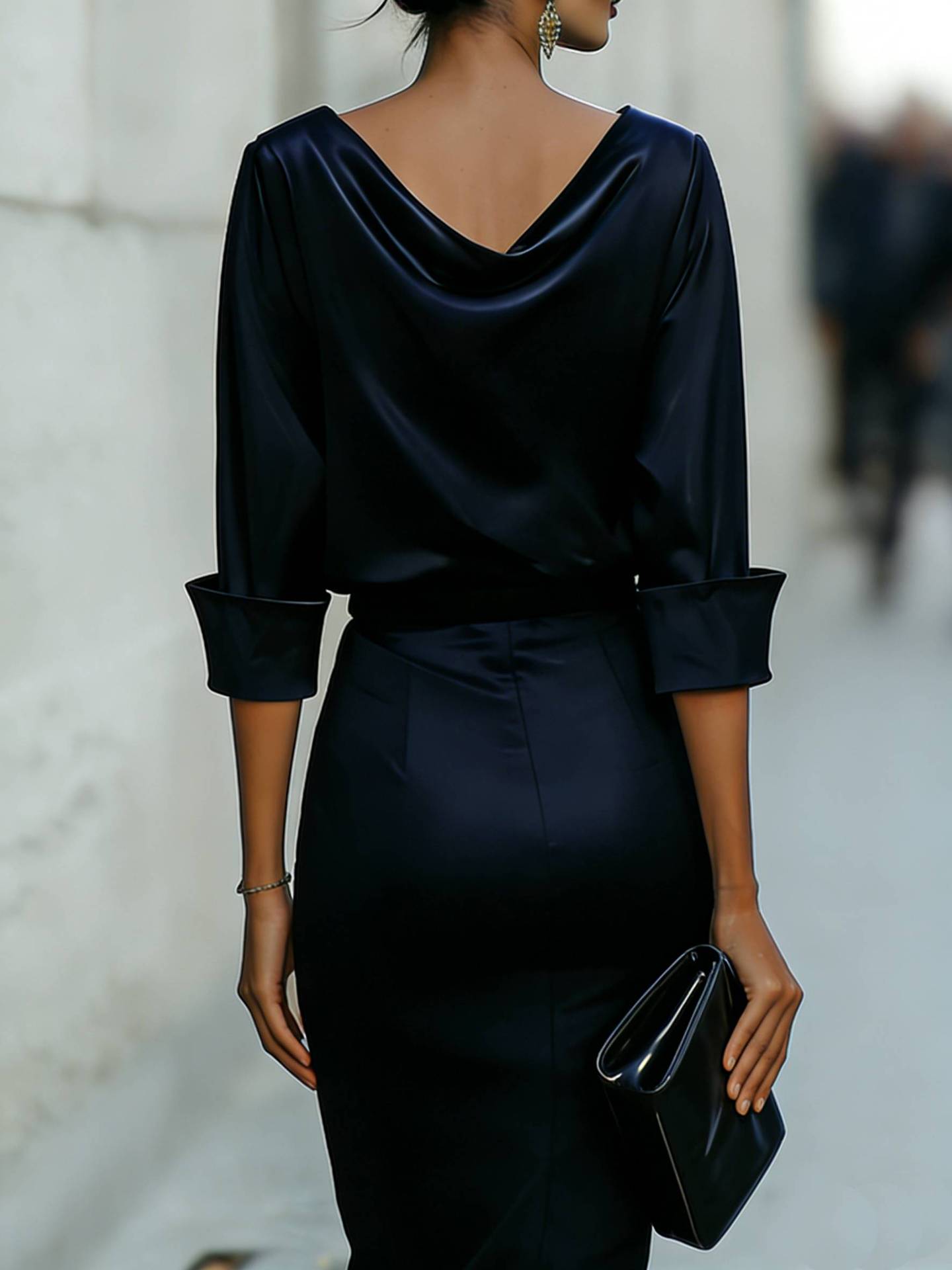 Robe chemise col revers swing, manches longues fluide femme