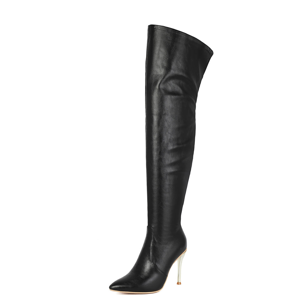 Bottes cuissardes femme bout pointu talon stiletto