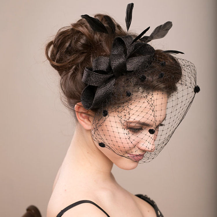 VOILE MARIÉE NOEUDS CHEVEUX CHAPEAU FASCINATEUR FLEURS FILET PAPILLONS
