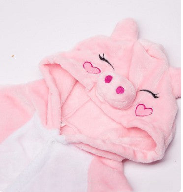 Pyjama enfant une pièce animal cartoon rose – flanelle chaude, col rond