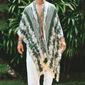 Cape de plage imprimée homme loose tendance – vert foncé réversible