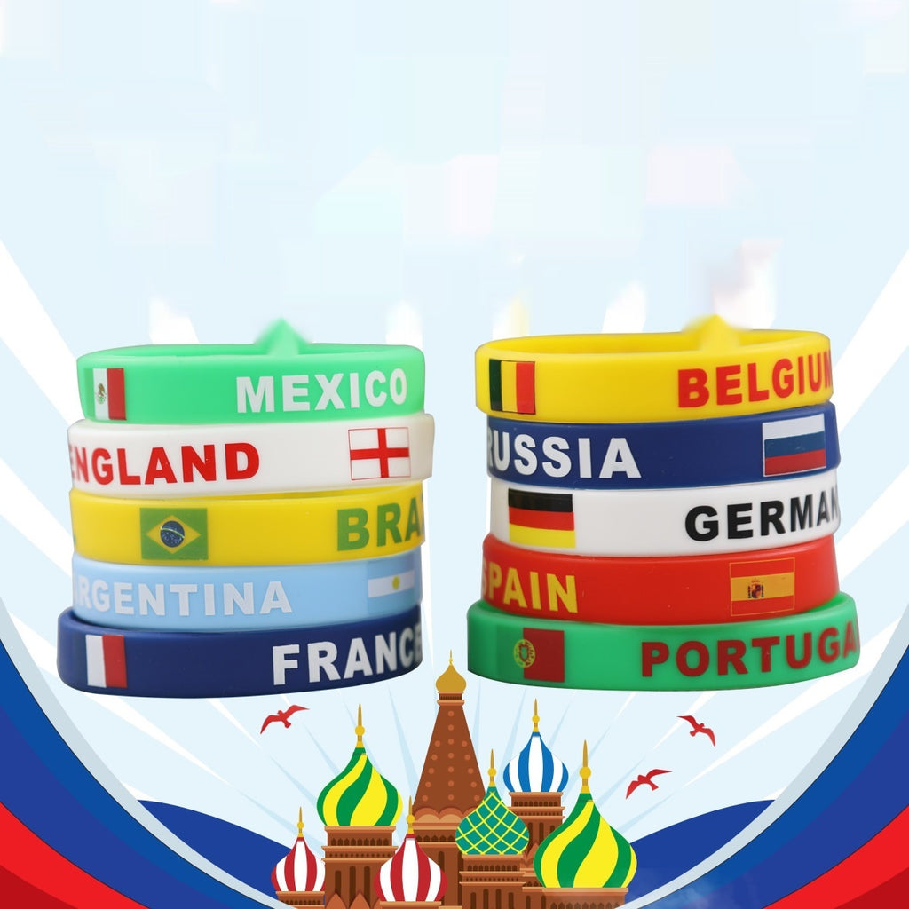 Bracelet drapeau silicone unisexe – accessoire sport 20 cm, style FIFA