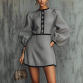 Gray Patchwork Knit Dress Chanel-Inspired – Elegant and Sophisticated