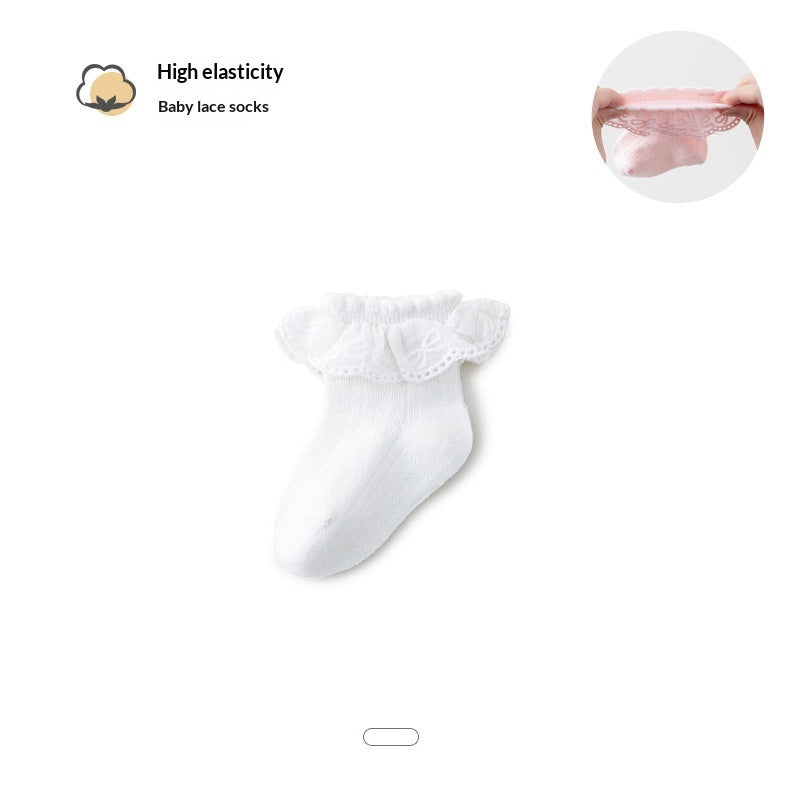 Chaussettes dentelle respirantes fleurs petites filles – princesses été