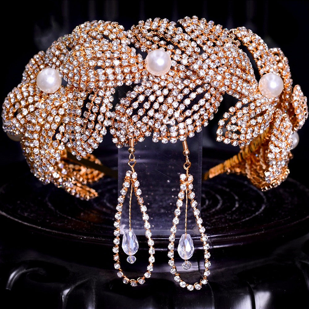 SERRE-TÊTE MARIÉE FAIT MAIN FEUILLES STRASS – ACCESSOIRE MARIAGE ÉLÉGANT