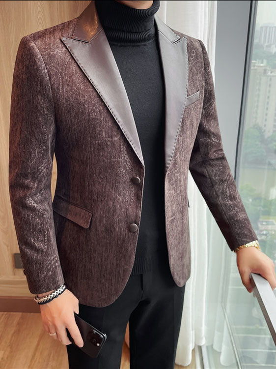 Blazer jacquard velours col revers homme mariage – élégant slim fit