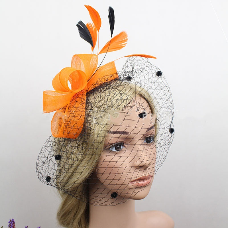 VOILE MARIÉE NOEUDS CHEVEUX CHAPEAU FASCINATEUR FLEURS FILET PAPILLONS