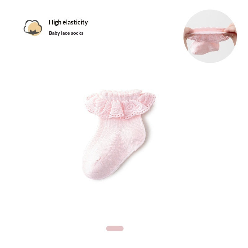 Chaussettes dentelle respirantes fleurs petites filles – princesses été