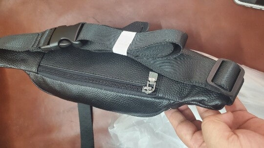 Sac bandoulière homme cuir pleine fleur noir – grande capacité mode urbaine
