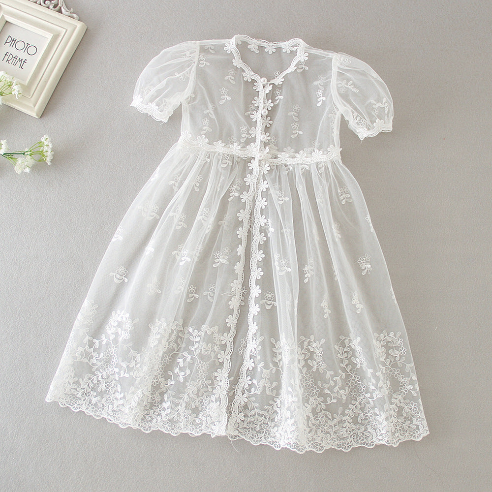 Robe baptême bébé fille longue satin blanc – 0-24 mois Carvose Chic