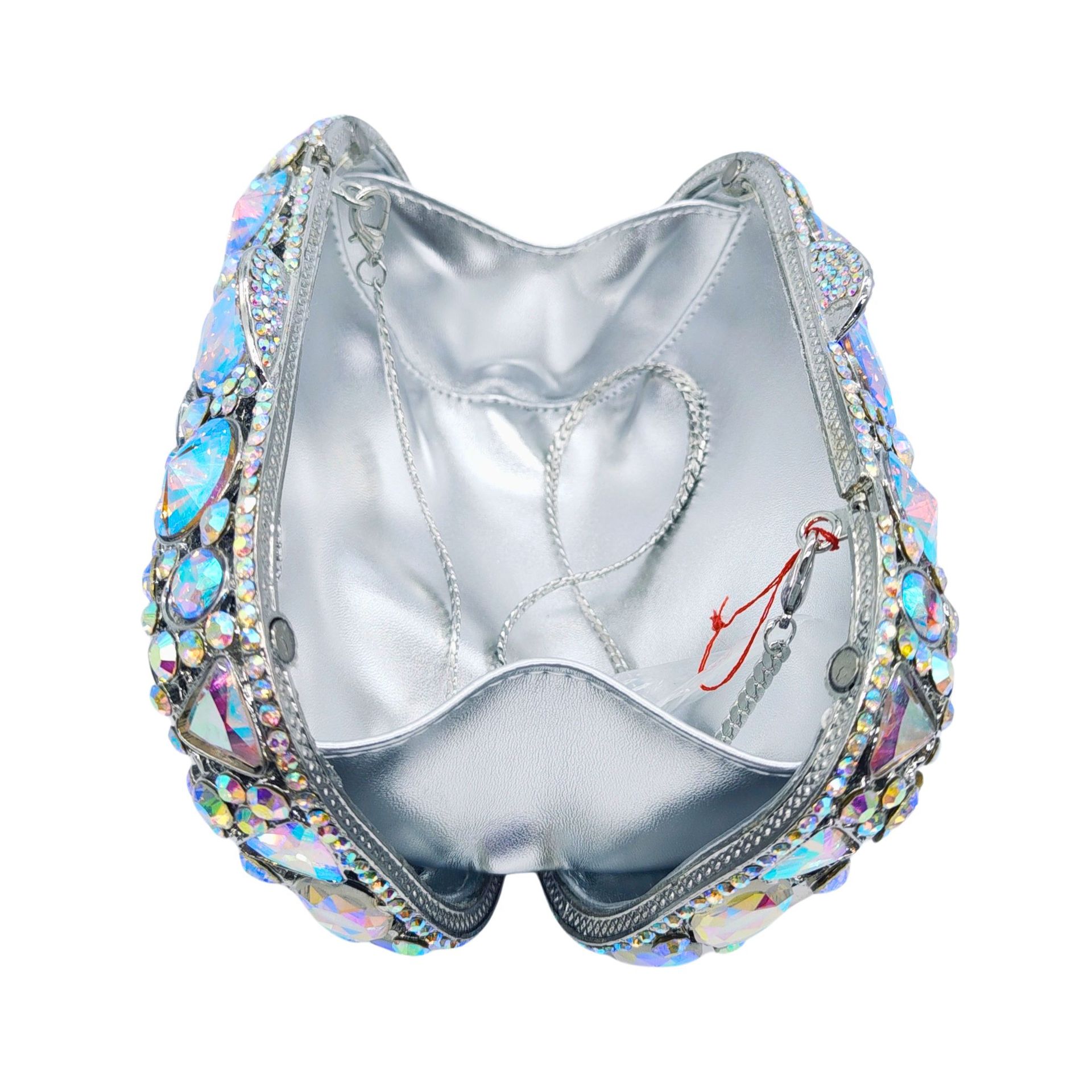 Pochette cristal diamant incrusté, chic pour femmes.