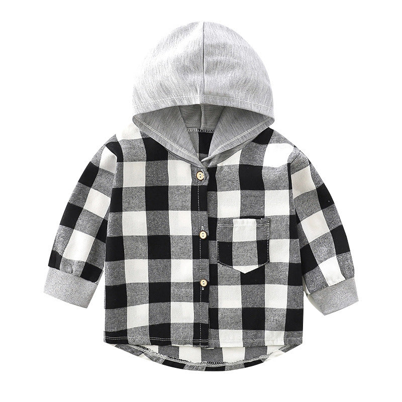 Chemise à carreaux capuche unisexe enfant/adolescent