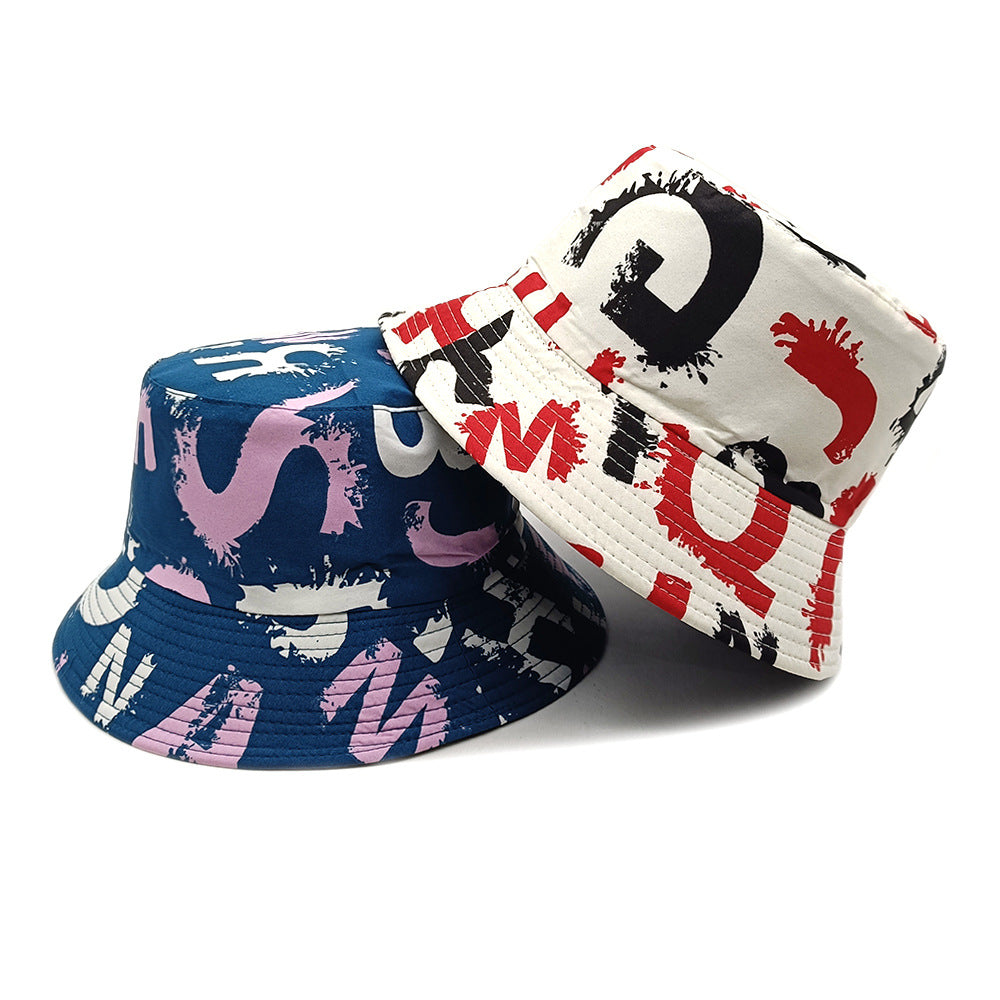 Chapeau bassine double-face anti-UV couple rétro – polyester 5 couleurs