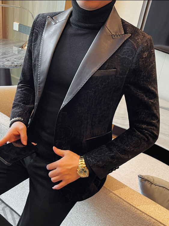 Blazer jacquard velours col revers homme mariage – élégant slim fit